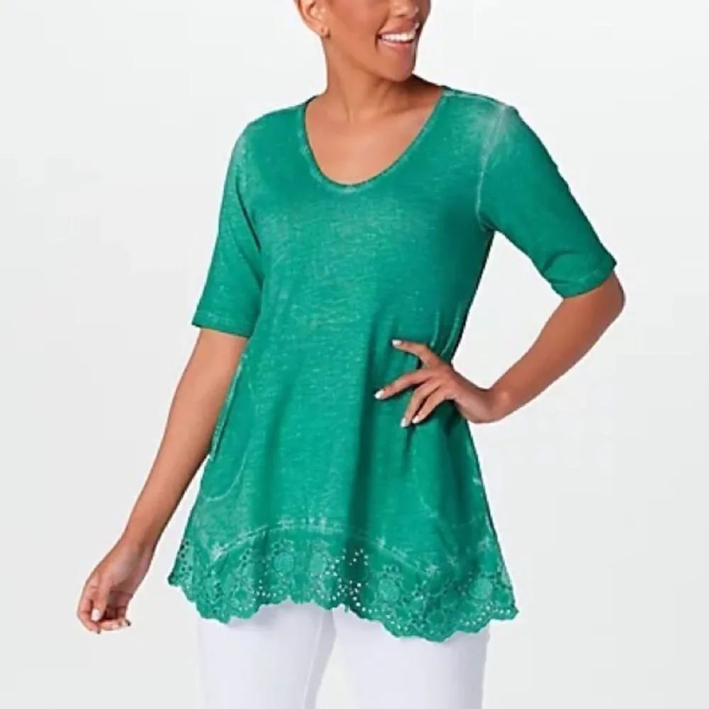 LOGO by Lori Goldstein Distressed Cotton Slub